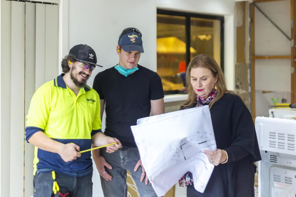 Kim Persson and team during renovation